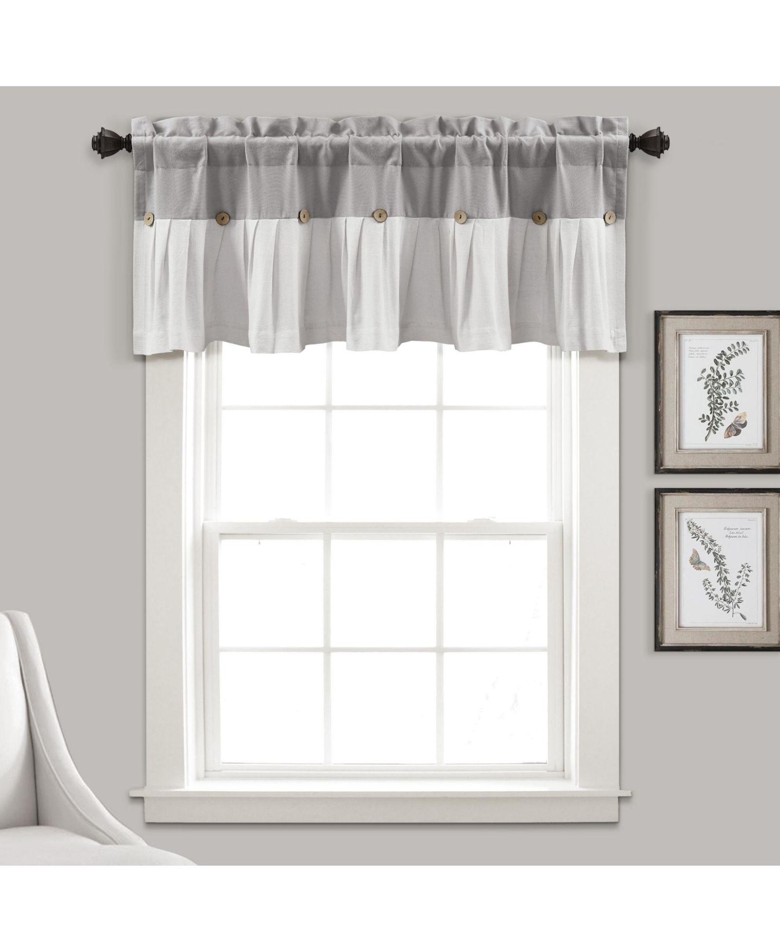 Валанс Lush Decor Linen Button Farmhouse, кухонные занавески, дизайн с пуговицами