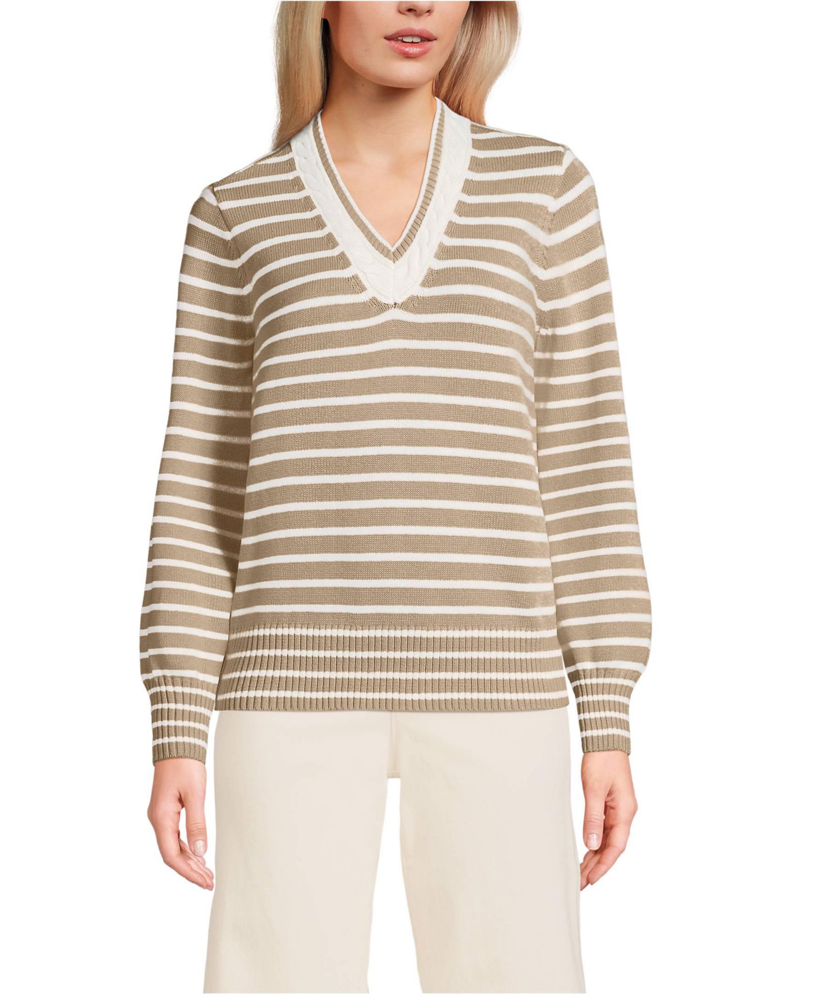 Женский джемпер Lands' End Drifter Set in Sleeve Vneck