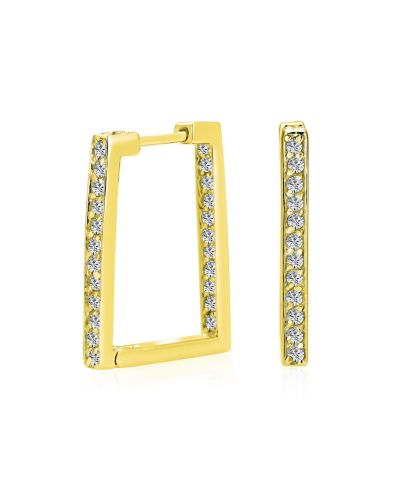 Bling Jewelry Геометрический набор серег: прямоугольные и квадратные серьги с CZ Large Hoop, Cubic Zirconia Sterling Silver
