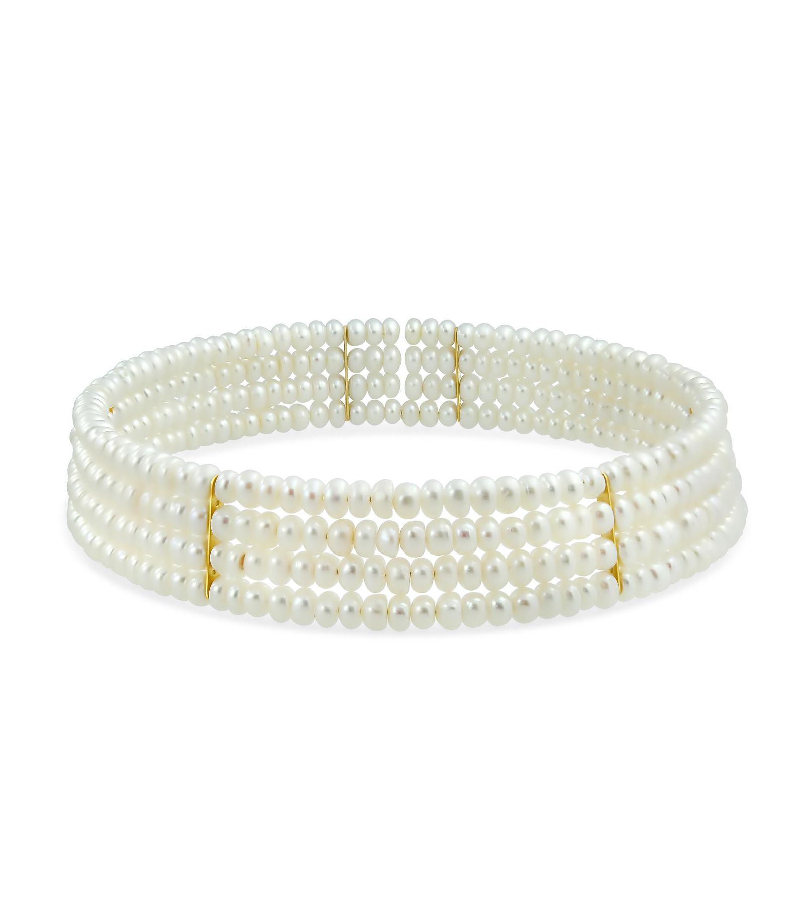 Bling Jewelry Классическое ожерелье 4 ряда Freshwater Pearl Choker Gold Silver Accent