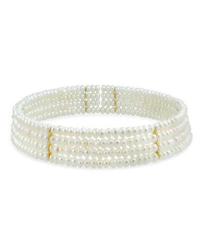Bling Jewelry Классическое ожерелье 4 ряда Freshwater Pearl Choker Gold Silver Accent