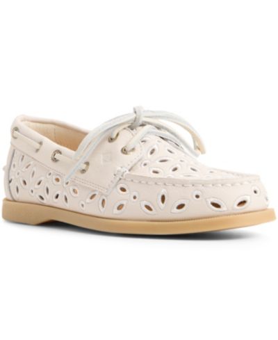 Женские лодочки Sperry Authentic Embroidered Perforated Round Toe Boat Shoes