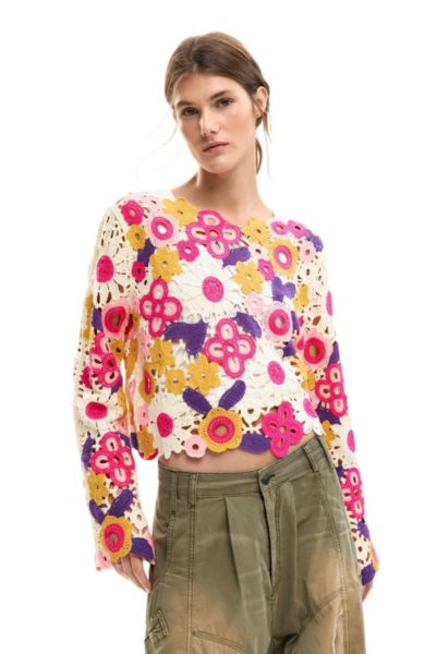 Женский вязаный свитер Desigual Multicolor Crochet