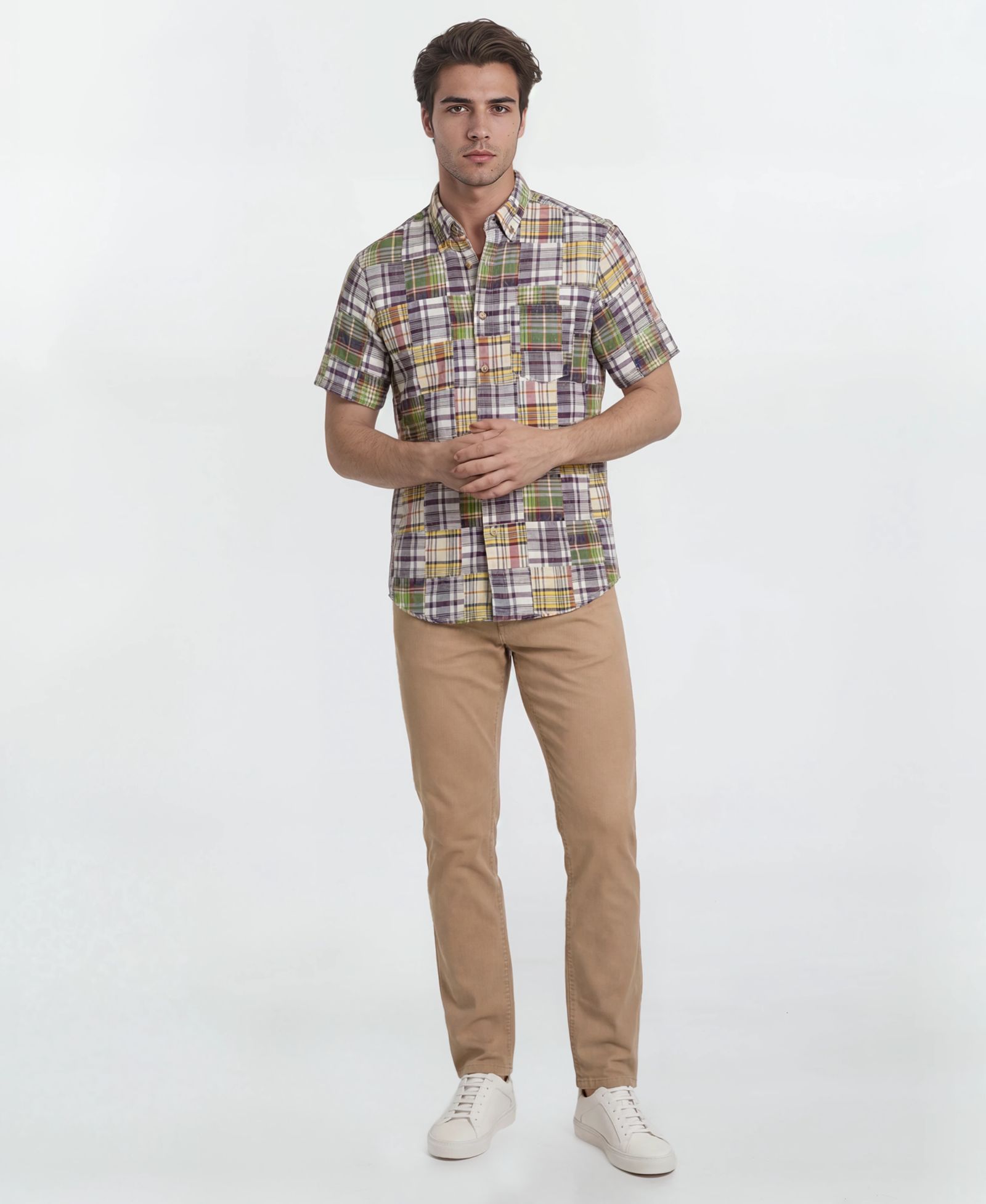 Vintage 1946 Мужская Patch Detail Button-Down Shirt