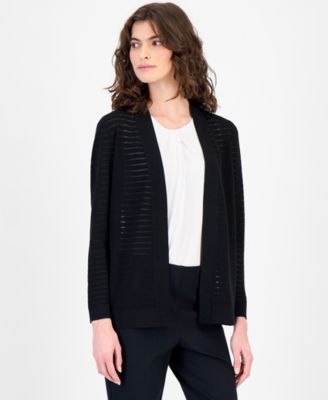 Anne Klein Women's Open-Front Sheer-Stripe Cardigan