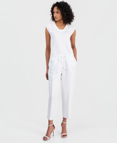 Anne Klein Women's Drawstring Linen-Blend Pants