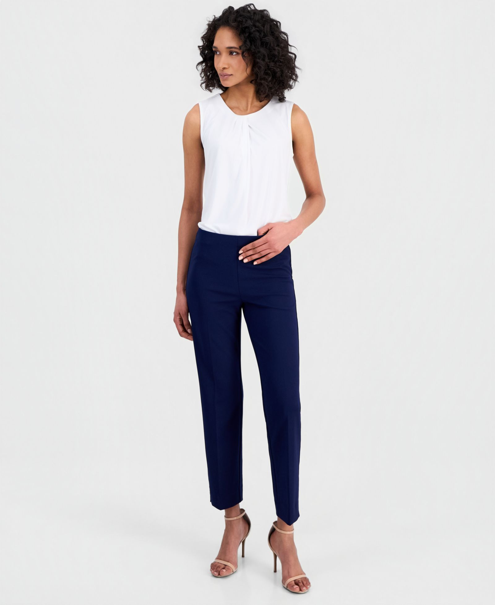 Женские брюки Anne Klein Stretch Crepe Pull-On Hollywood Waist, Regular & Petite