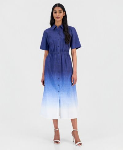 Anne Klein Женское миди-платье-рубашка из хлопка с градиентом Ombré
