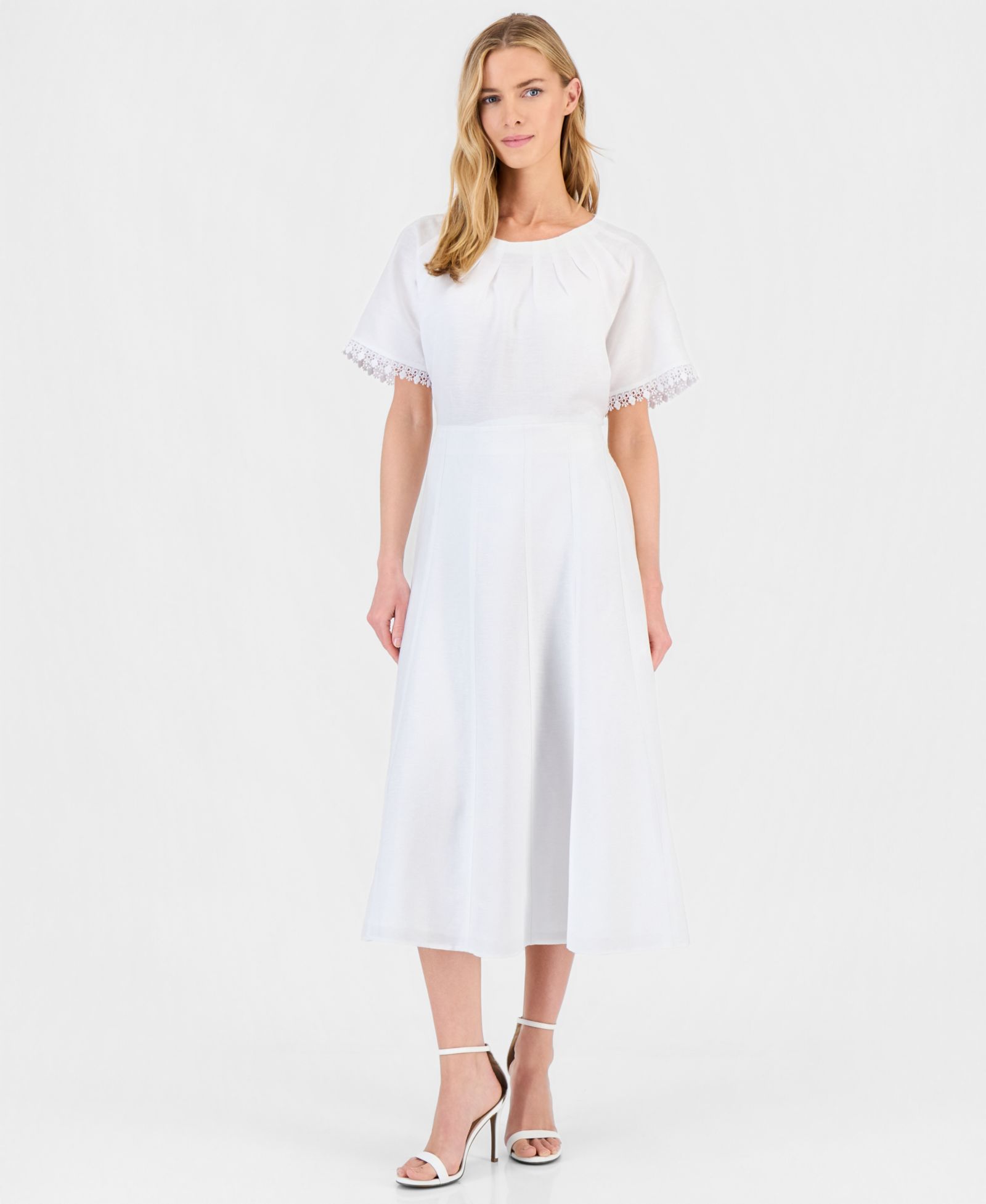 Женская миди-юбка Anne Klein Linen-Blend Pull-On A-Line
