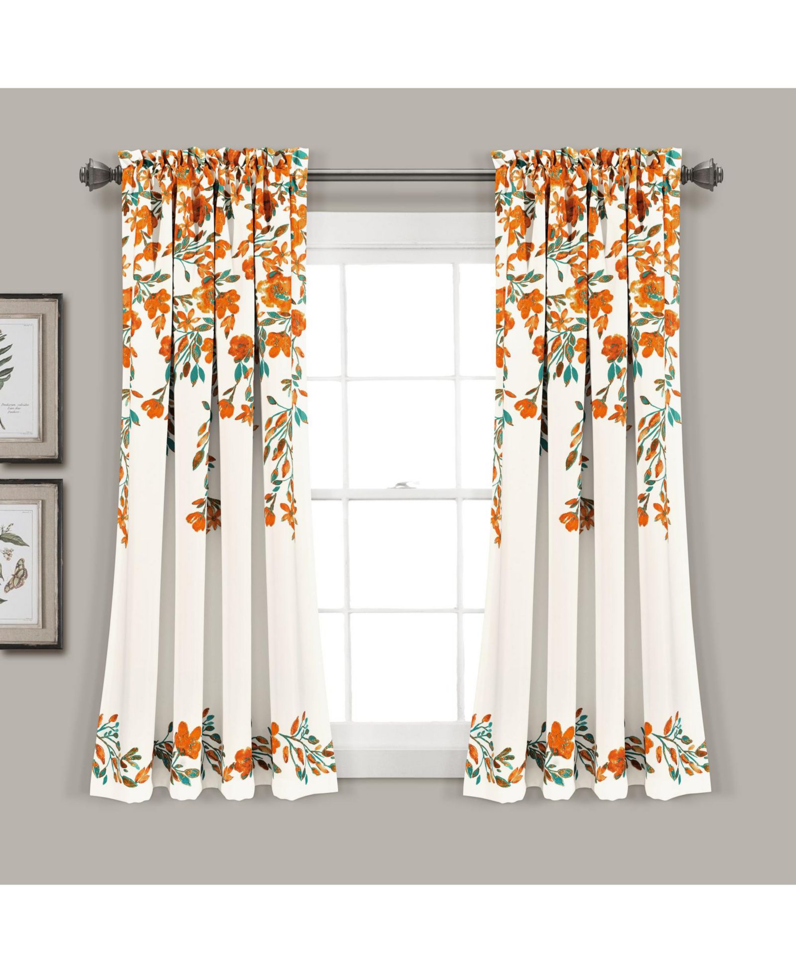 Парные шторы Lush Decor Tanisha Light Filtering Window Curtain Panels 52"W x 63"L Floral