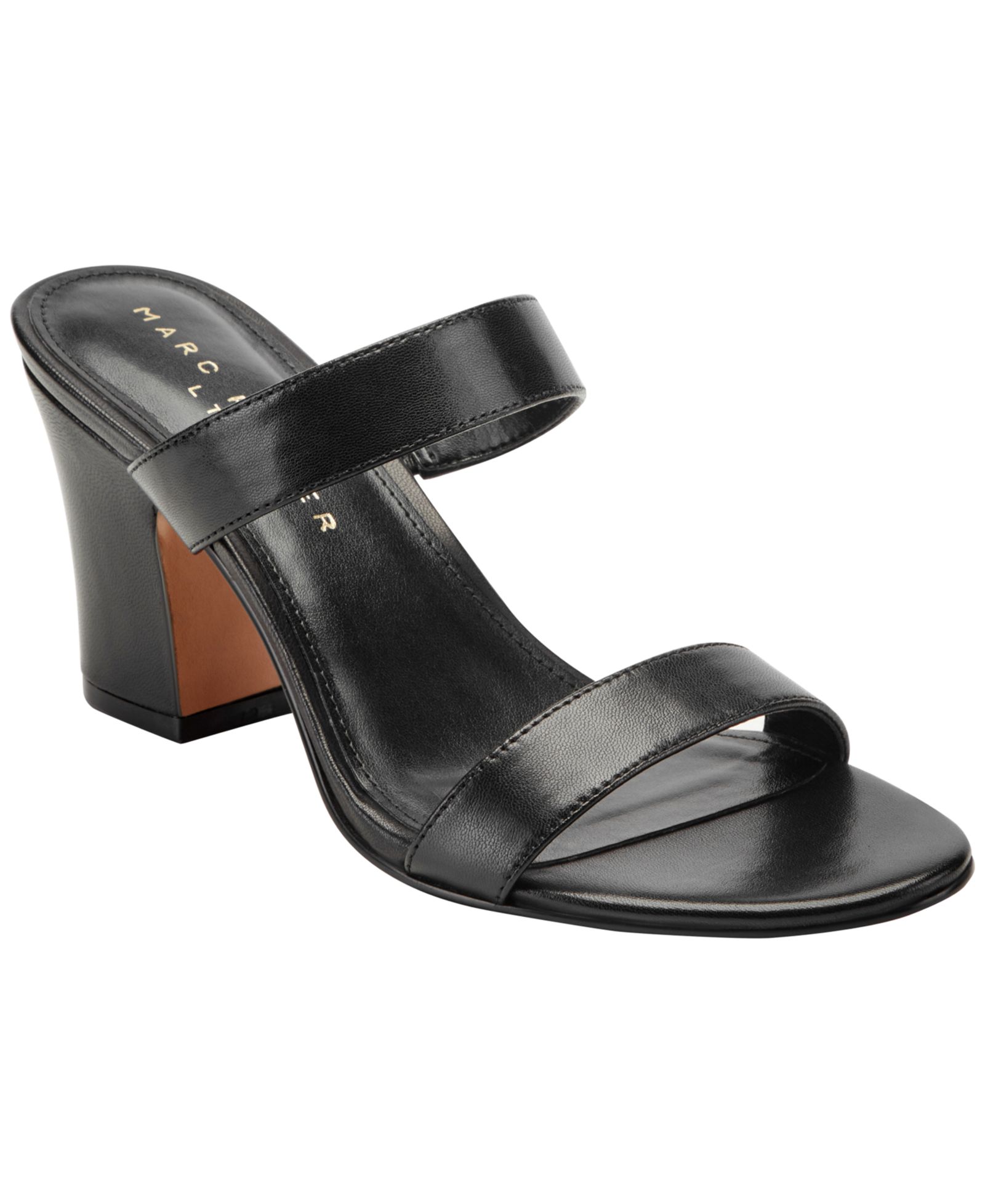 Marc Fisher LTD Women's Jessey Leather Slip-On Block Heel Dress Sandals