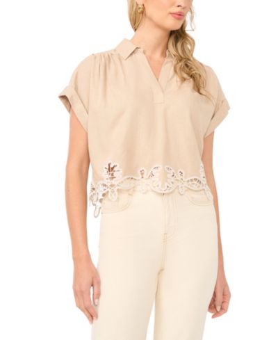 Женская блузка 1.STATE Collared V-Neck Short-Sleeve