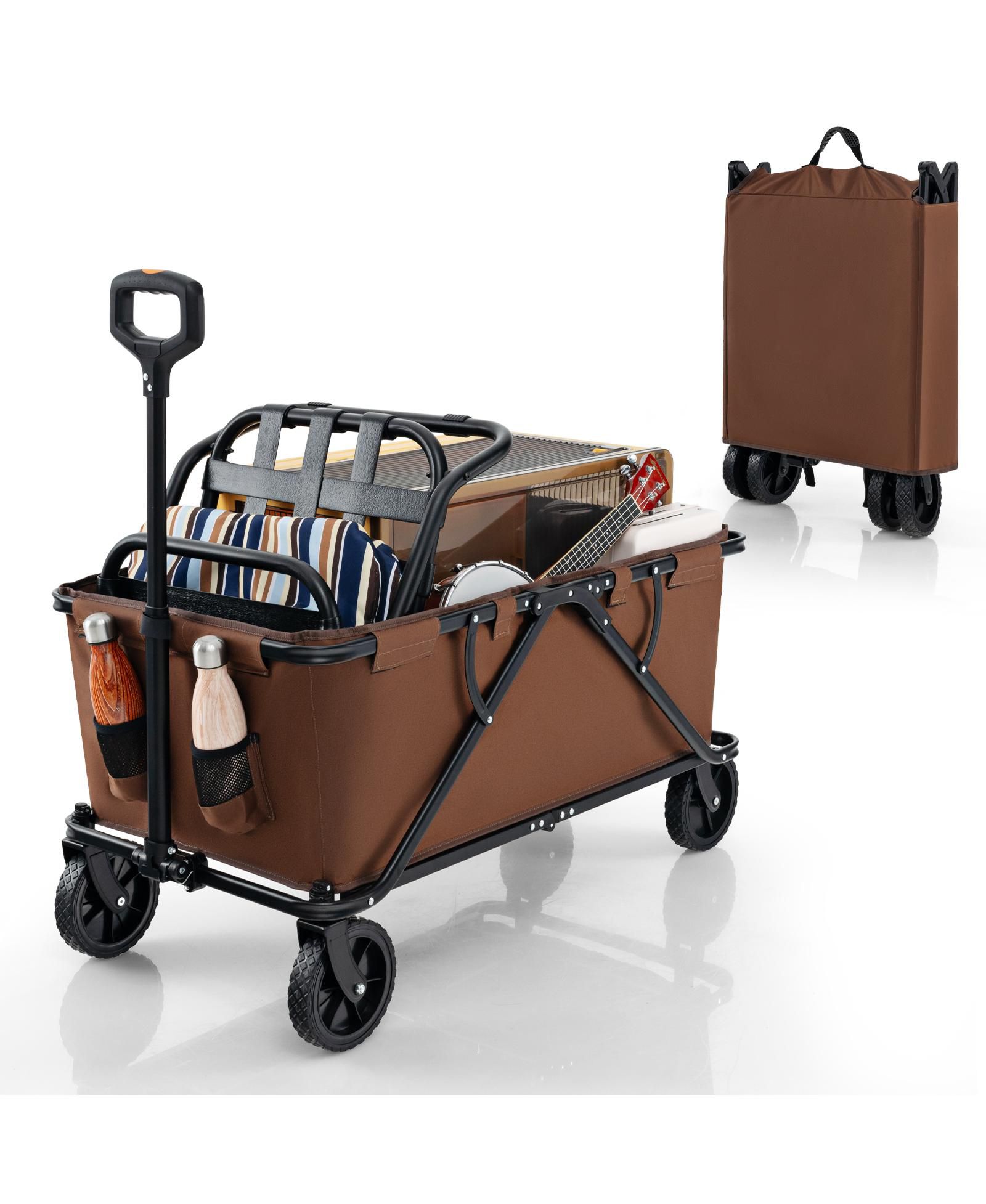 SUGIFT Collapsible Folding Wagon Cart with Adjustable Handlebar