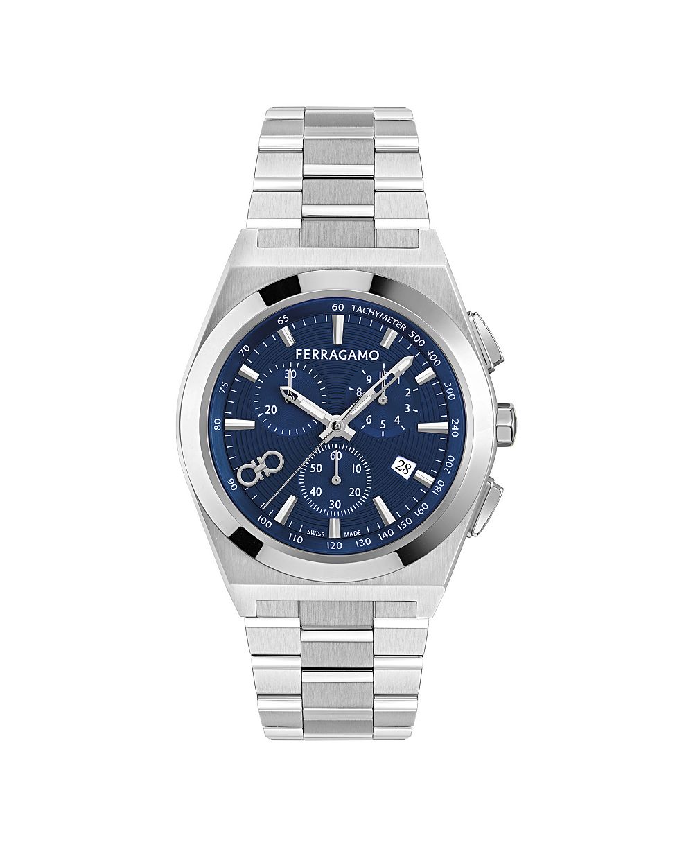Мужские часы Ferragamo Vega Upper East Chrono Silver Stainless Steel Bracelet, 42mm