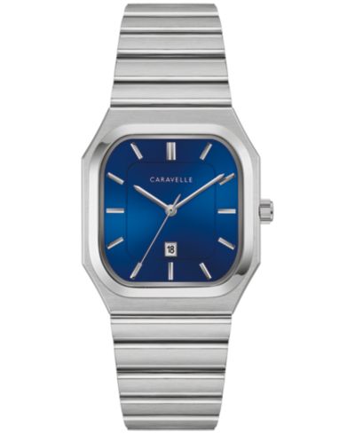 Мужские наручные часы Caravelle Vintage, серебристый корпус из нержавеющей стали, 32mm
