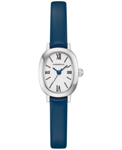 Caravelle Женские классические синие кожаные часы, 18.5мм