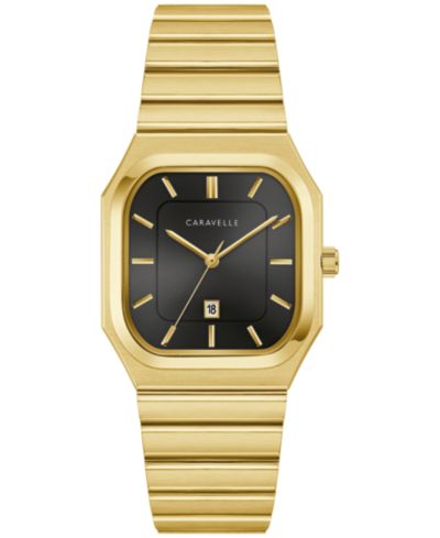 Caravelle Men's Vintage Gold-Tone Stainless Steel Bracelet Watch, 32mm