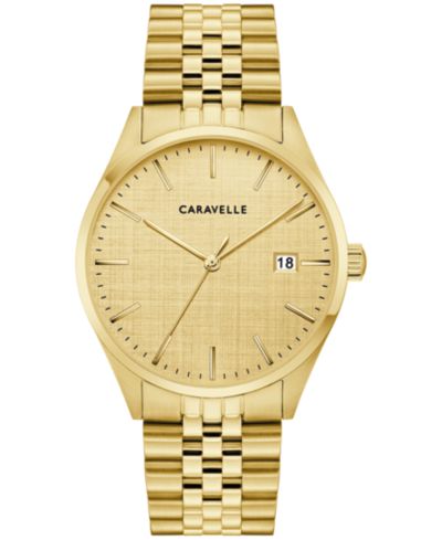 Caravelle мужские классические наручные часы из нержавеющей стали с золотистым оттенком, 39mm