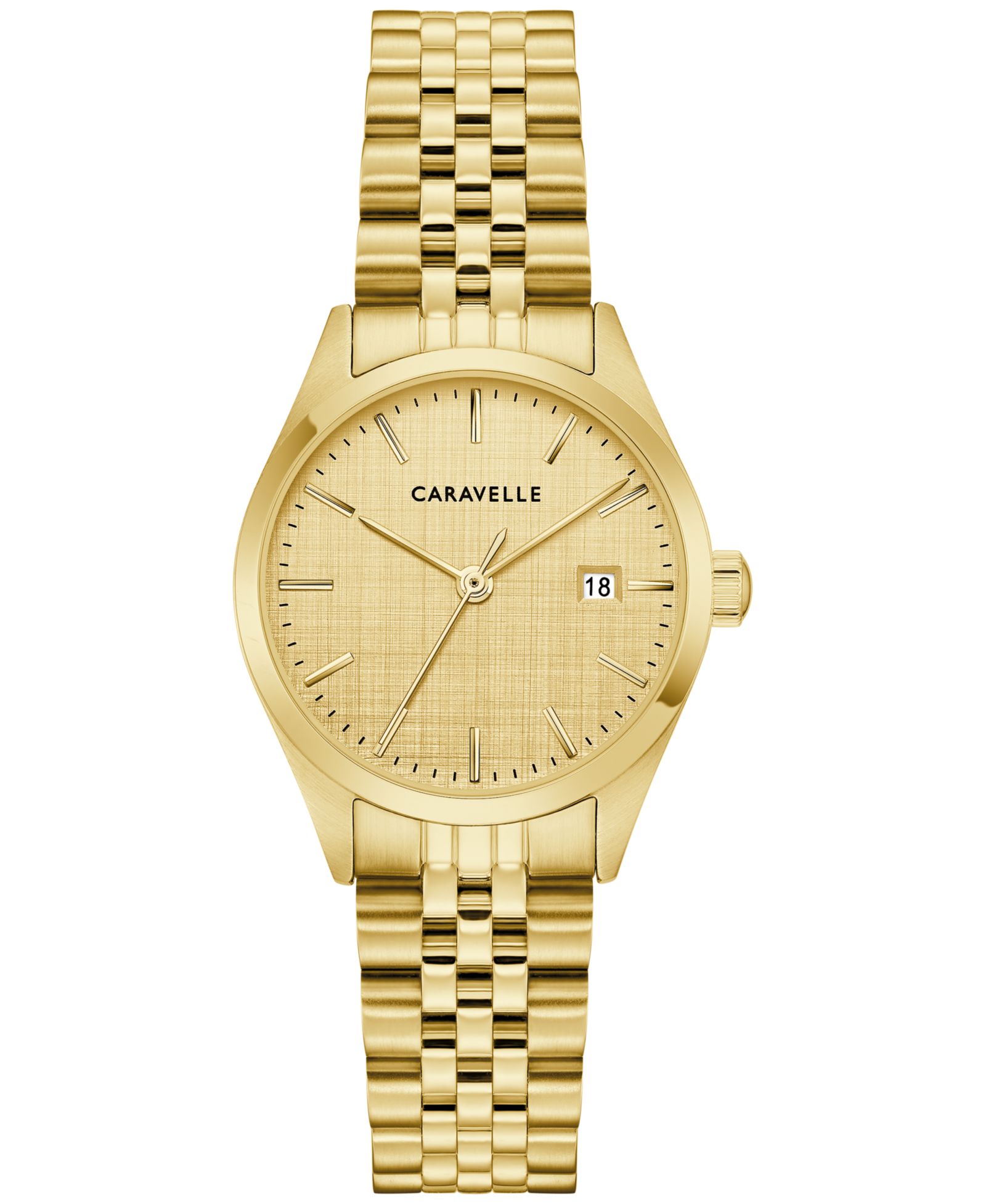 Caravelle Women's Classic Dress Gold-Tone Stainless Steel Bracelet Watch, 28mm