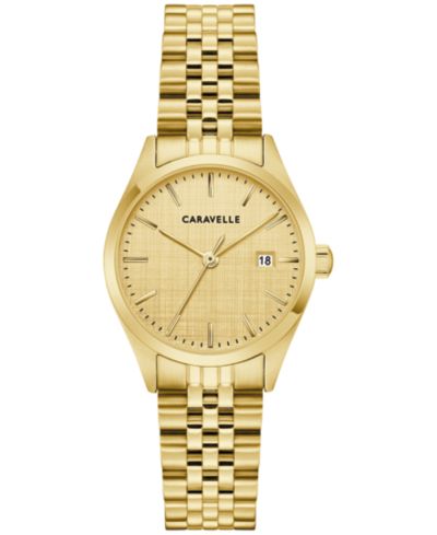 Caravelle Women's Classic Dress Gold-Tone Stainless Steel Bracelet Watch, 28mm
