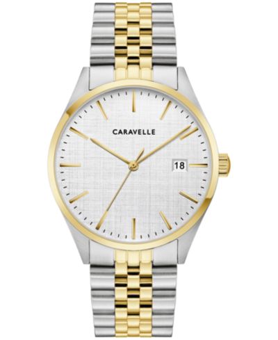 Caravelle Мужские классические двухцветные наручные часы из нержавеющей стали, 39mm