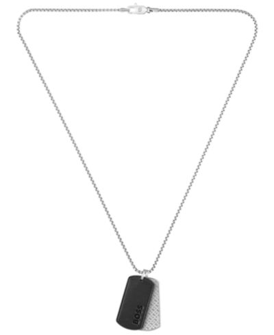 Мужской ожерелье Hugo Boss Men Devon Stainless Steel Black Leather