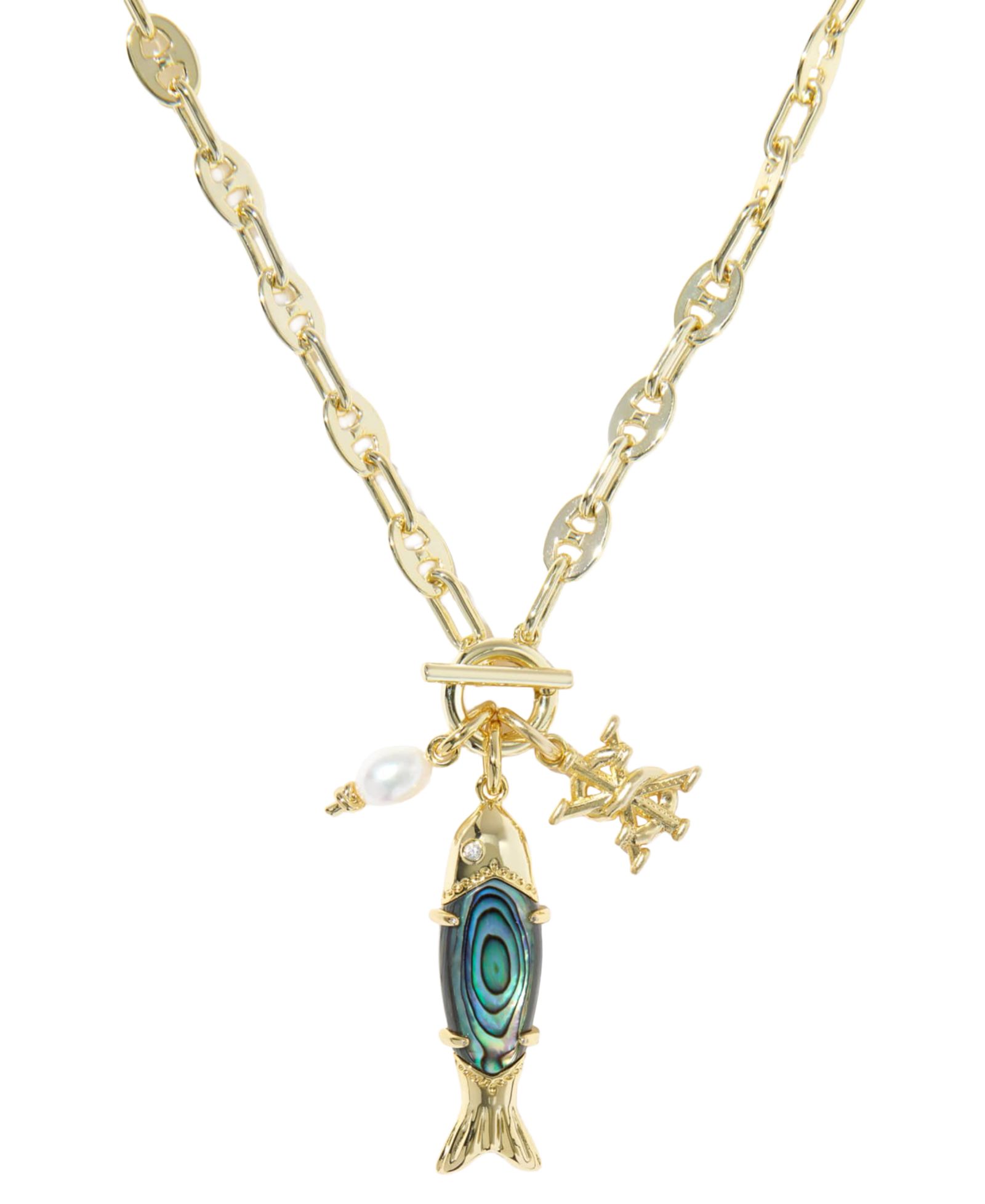 Подвеска Kendra Scott Parker Fish Long Charm, позолоченное золото 14k