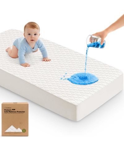 KeaBabies 1-Pack Protect+ Waterproof Crib Mattress Protector Cover, Mavy Quilted Cotton Baby Mattress Topper, Toddler Crib Sheet
