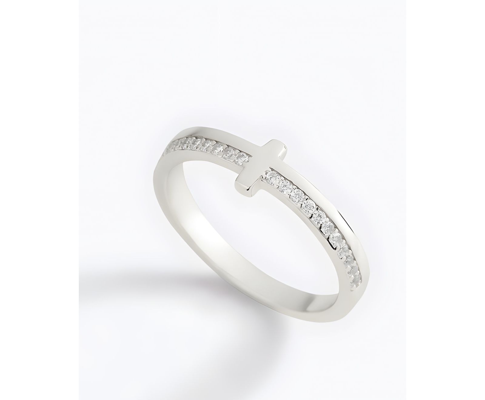 Mint & Lily Let God Be In Control Pave Cross Ring