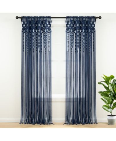 Lush Decor Boho Macrame Textured Cotton Window Curtain Panel Single - Macrame Curtains for Windows, Room Divider, Boho Wall Decor