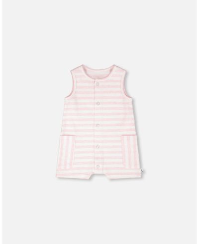 Deux par Deux Baby Boys Cotton Striped Romper White and Pink Stripes