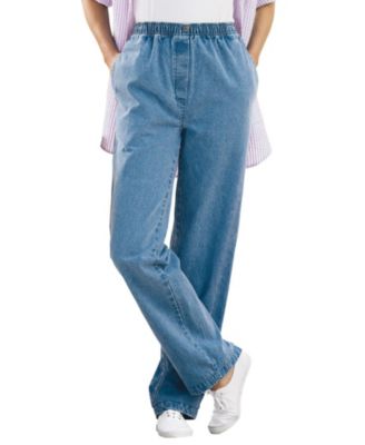 Женские джинсы Woman Within Straight-Leg All-Cotton Denim Pull-On