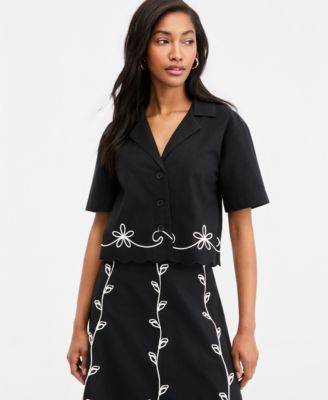 Женская рубашка On 34th Soutache Short-Sleeve Camp