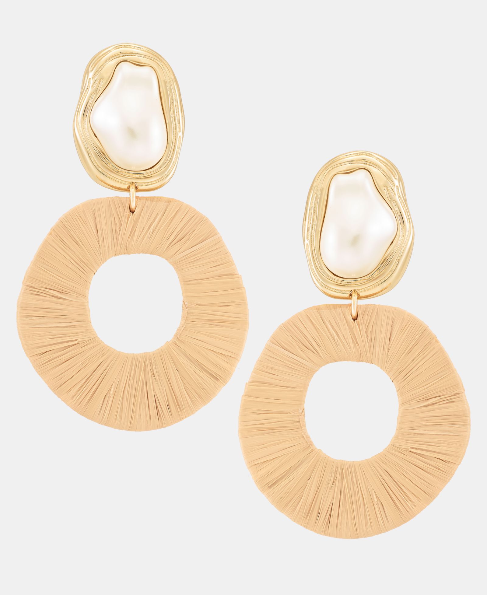 I.N.C. International Concepts Imitation Pearl & Raffia-Wrapped Drop Earrings, Macy's Exclusive
