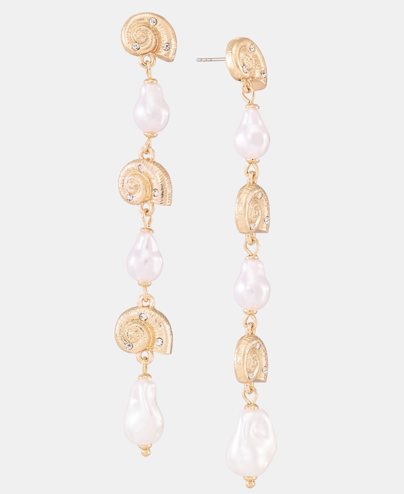 Серьги I.N.C. International Concepts Pavé Shell & Imitation Pearl Linear Drop