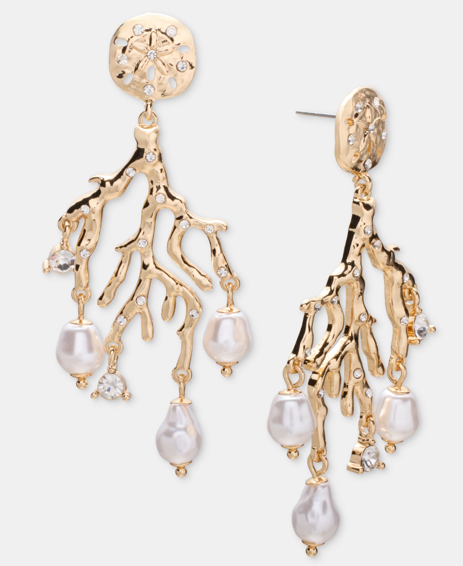 I.N.C. International Concepts Pavé & Imitation Pearl Coral Statement Earrings, Macy's Exclusive