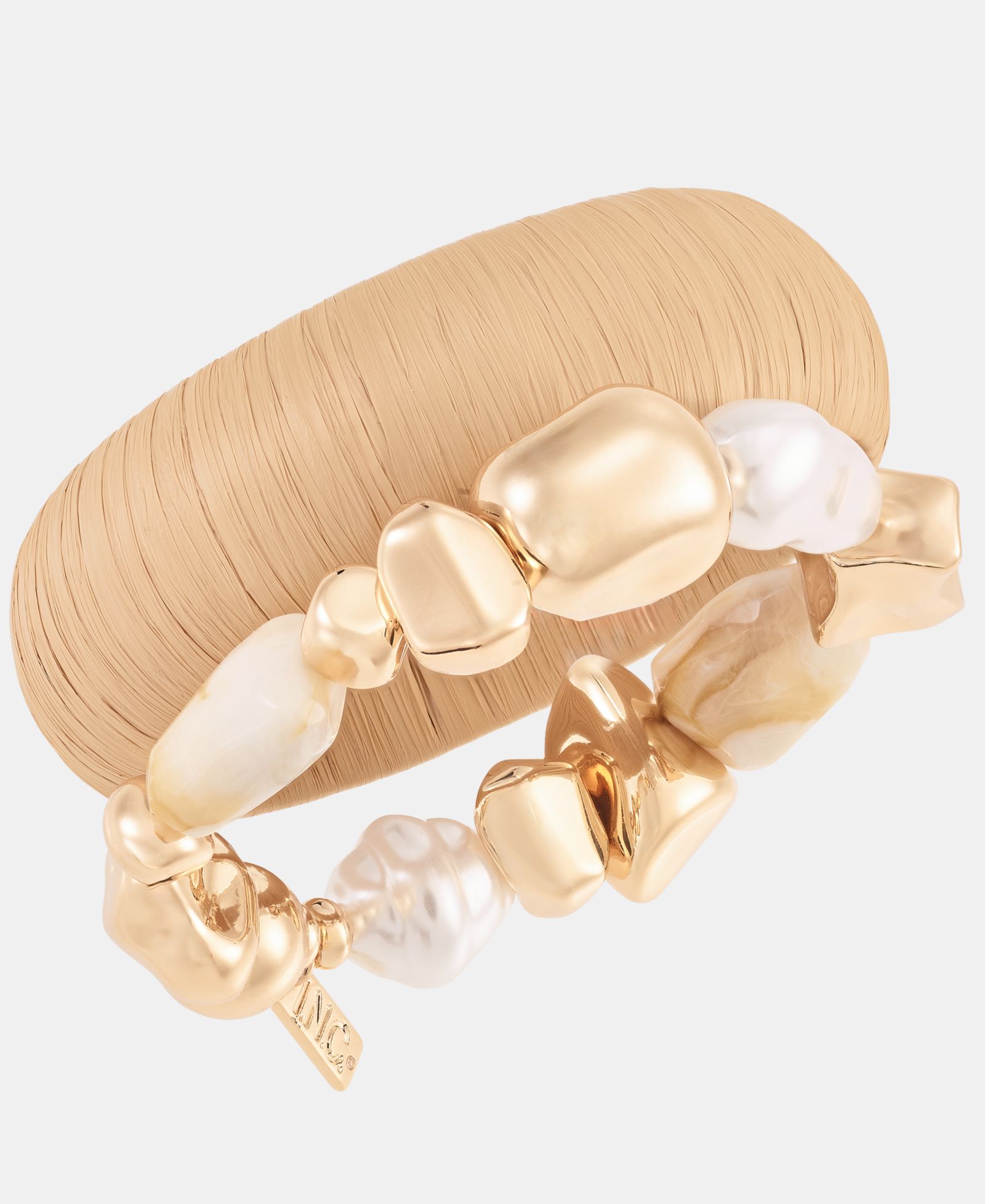 I.N.C. International Concepts 2-Pc Set Raffia & Beaded Stretch Bracelets, Macy's Exclusive