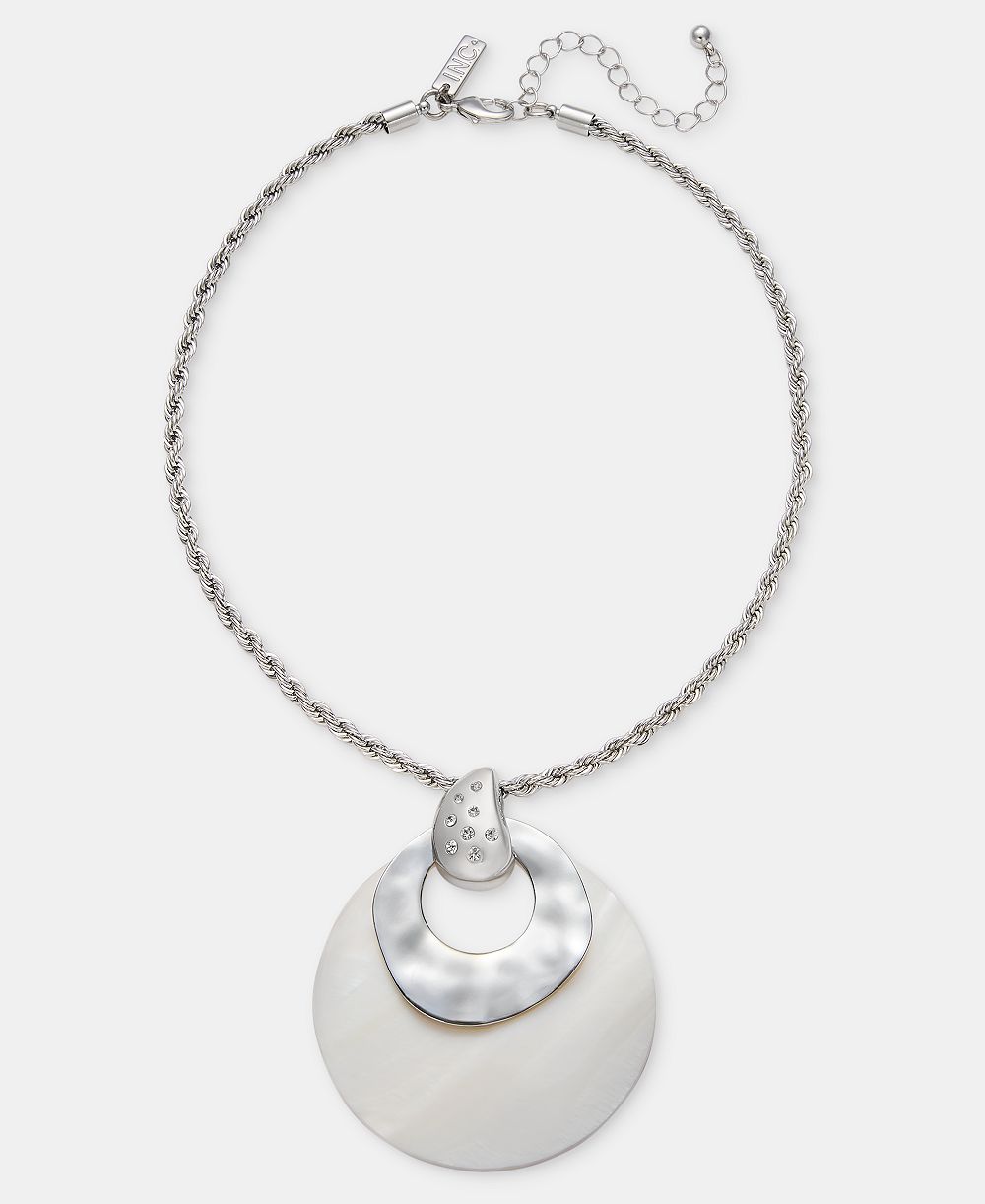 I.N.C. International Concepts Crystal & Shell Pendant Necklace, 16" + 3" extender, Macy's Exclusive