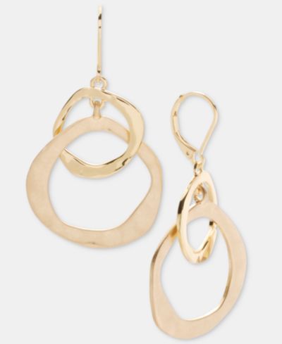 Style & Co Gold-Tone Double Circle Drop Earrings, Macy's Exclusive