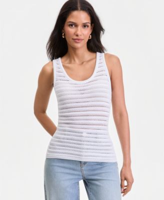 I.N.C. International Concepts Women's Cotton Crochet Tank Top, Macy's Exclusive