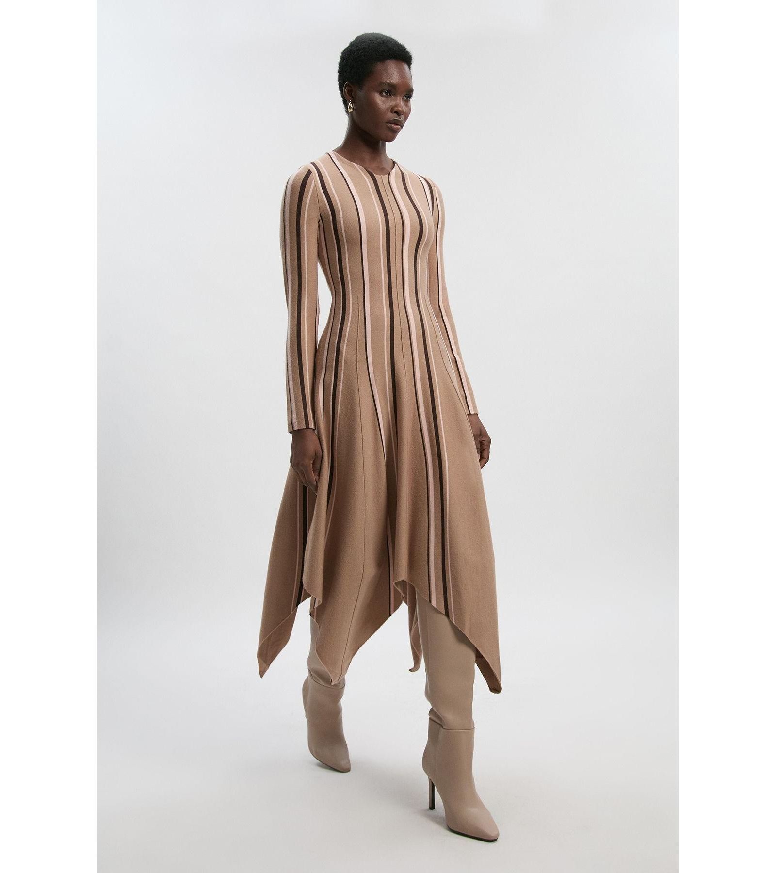 Karen Millen Women's Asymmetric Hem Knit Midi Dress