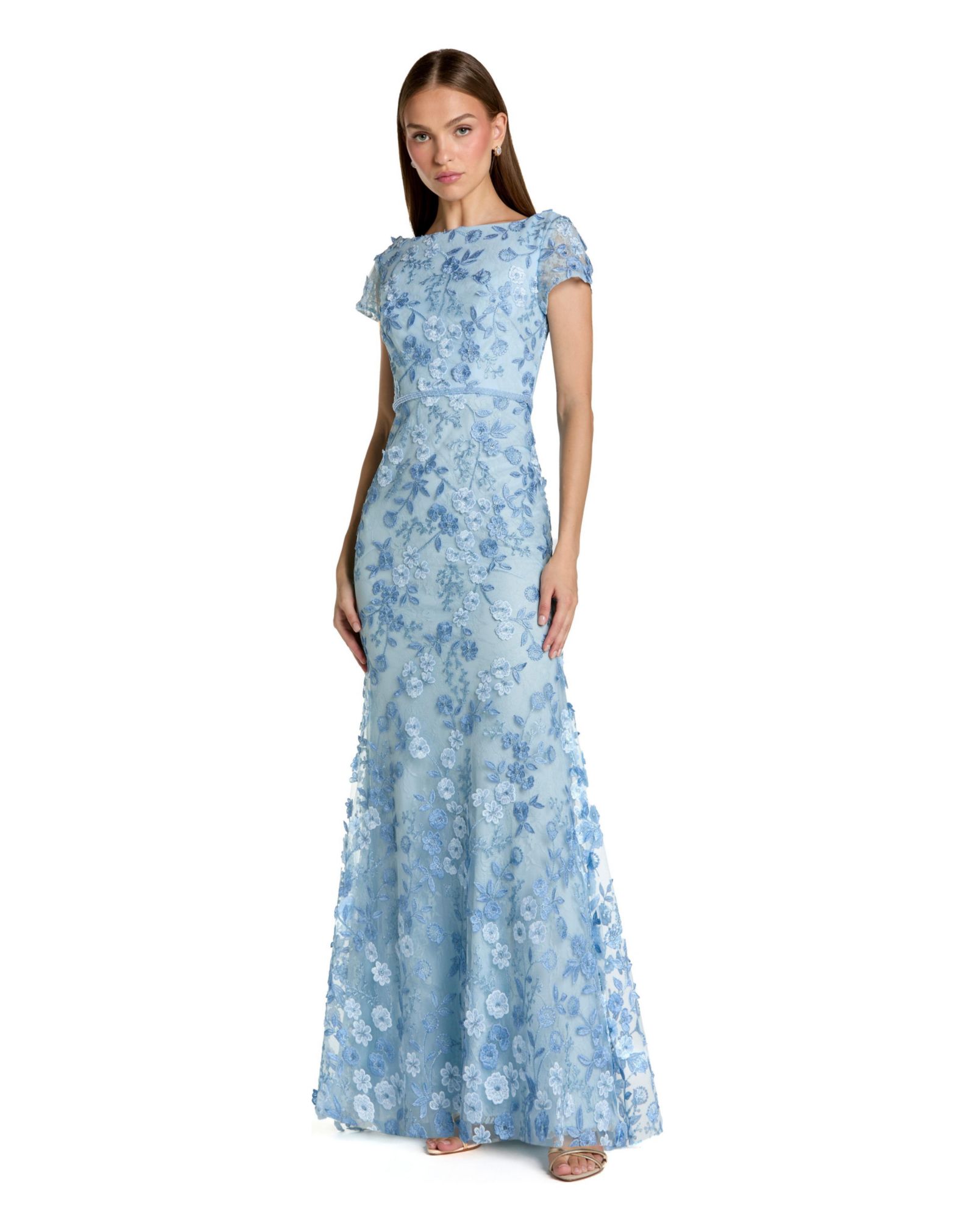 Вечернее платье Mac Duggal Petite Floral Applique с коротким рукавом