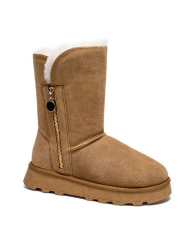 Pazstor Women's Shearling and Suede Winter Boots CY2466