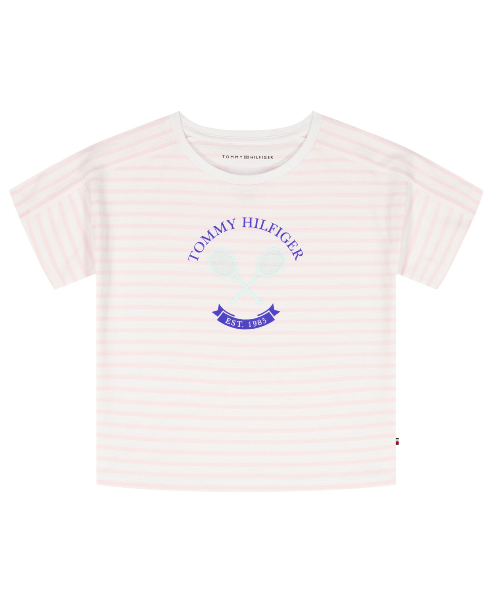 Tommy Hilfiger Girls' 7-16 Round Neck Stripe T-Shirt