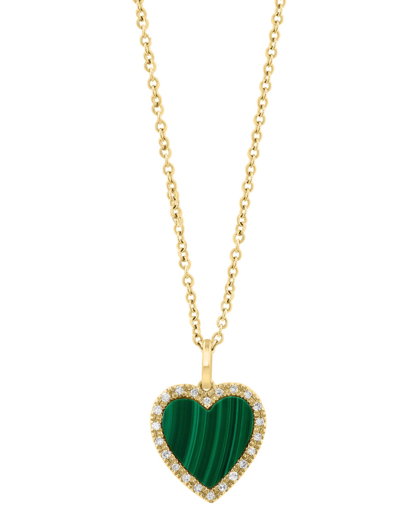 Подвеска EFFY Collection Malachite & Diamond (1/20 ct. t.w.) Heart в 14k Yellow Gold