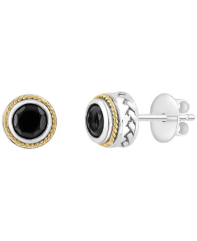 Серьги EFFY Collection Onyx (5mm) из стерлингового серебра с 18k Yellow Gold