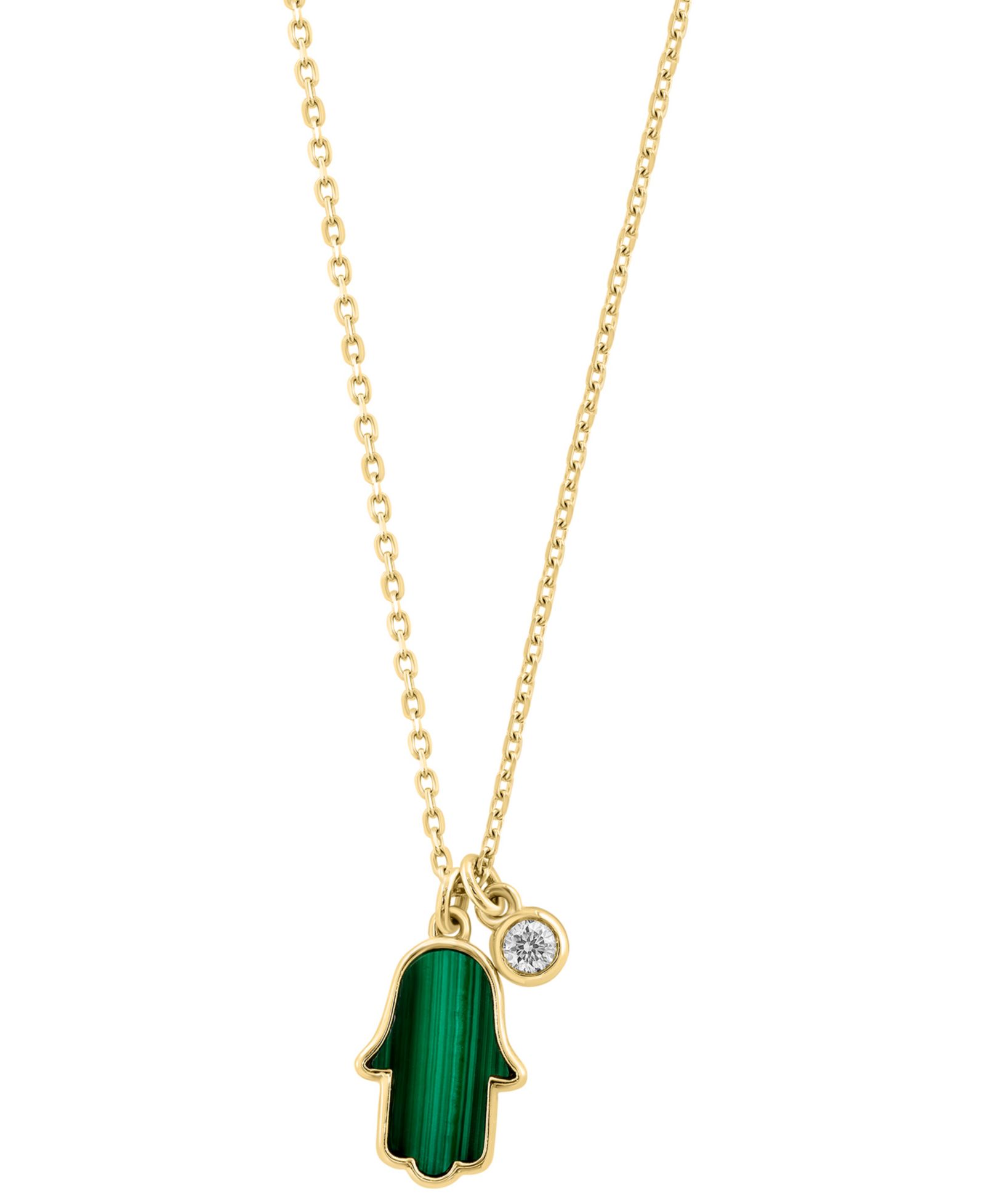 Колье EFFY Collection Diamond (0.03 ct. t.w.) and Malachite Pendant 14k Yellow Gold