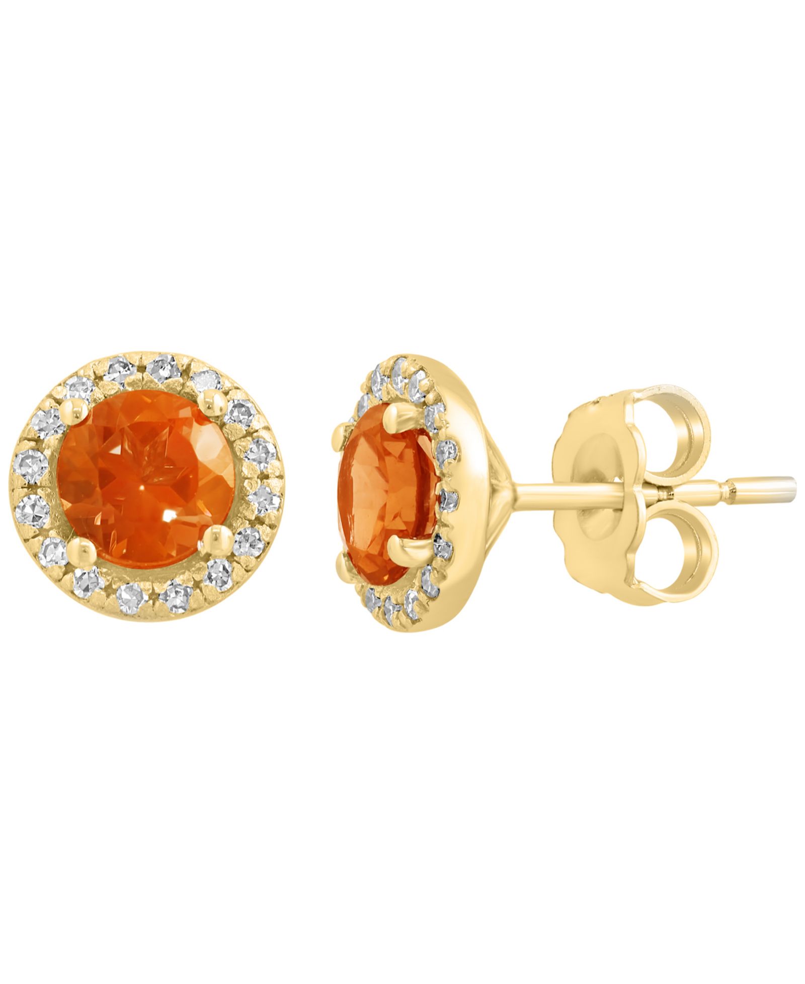 Серьги EFFY Collection Diamond (1/8 ct. t.w.) и Citrine (7/8 ct. t.w.) в 14k Yellow Gold