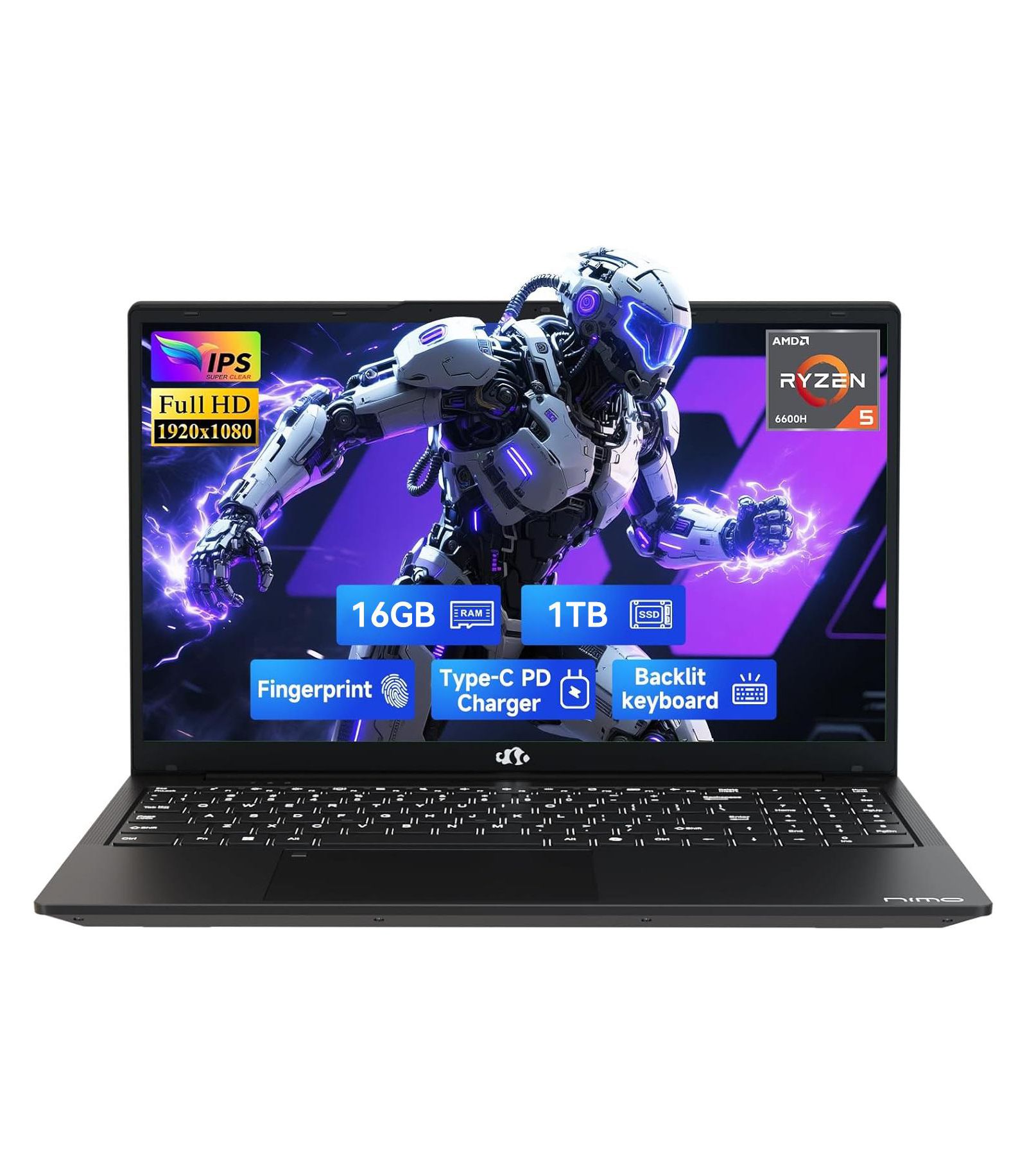 Игровой ноутбук NIMO 15.6 AMD Ryzen 5 6600H 16GB RAM 1TB SSD