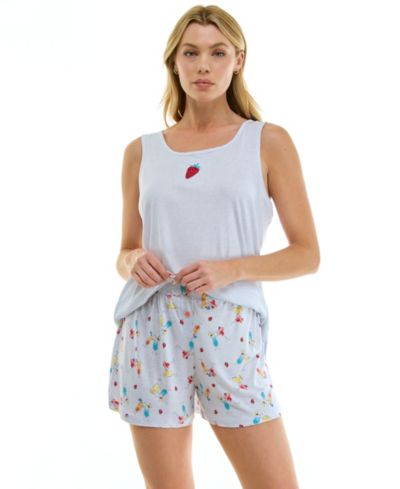 Jaclyn Intimates Women's Sleeveless Tank Top and Pajama Shorts, 2-Piece Set